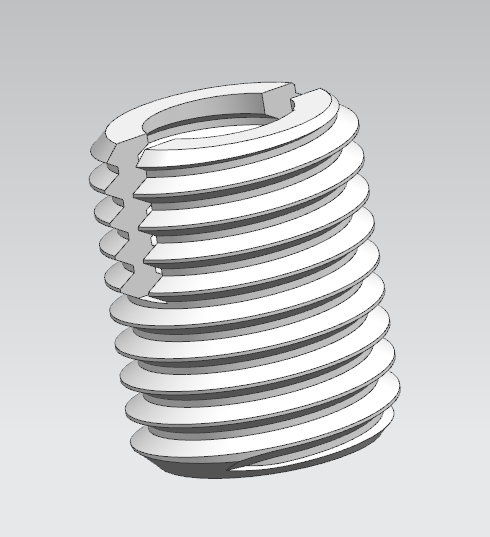 Technical drawing of the threaded insert that sits in the wood and receives the bolt